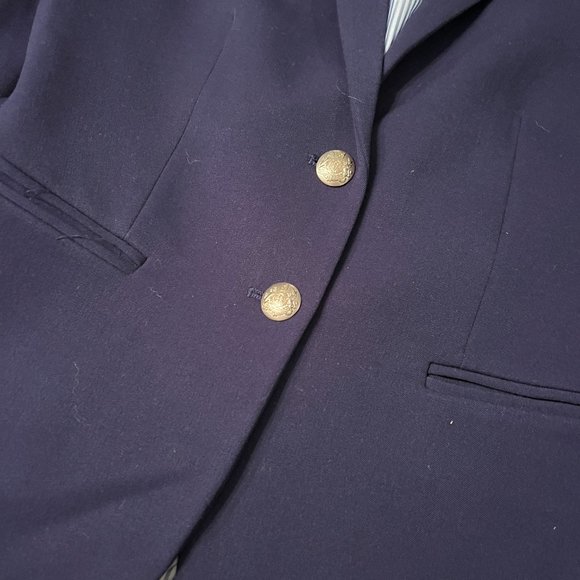 J. Crew Women’s Navy Schoolboy Wool Spandex Blazer Jacket with Gold Buttons 00 - Picture 4 of 8